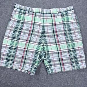 English Sports Shop Bermuda Madras Plaid Shorts Mens 38 Green Pink Handwoven